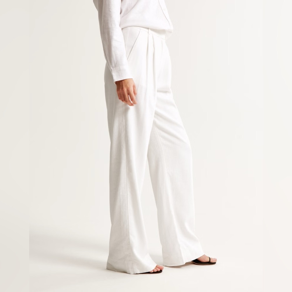 Abercrombie White Linen Blend Pants